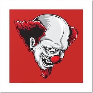 Scary Clown Head Halloween Posters and Art